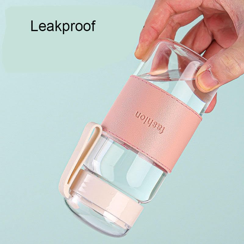 Image of Borosilicate Glass Water Bottle With Lid And Sleeve 340 ML, Set Of 2 Leakproof Borosilicate Glass Travel Mug for Kids, Women & Girls, Perfact For Everyday Use, Road Trip, Collages, School (Multicolor)