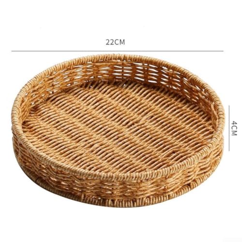 Plastic Rattan Fruit Basket 22cm Round Serving Tray – Bild 4
