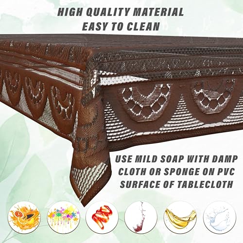 Image of Kuber Industries Circle Design Cotton 6 Seater Dining Table Cover (Brown, CTKTC32649)
