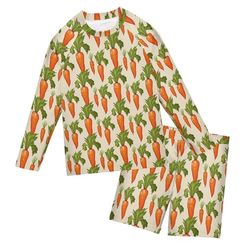 Carrot Vegetables Baby Boys' Toddler Long Sleeved Rashguard Swim Bathing Suit Set B0404794