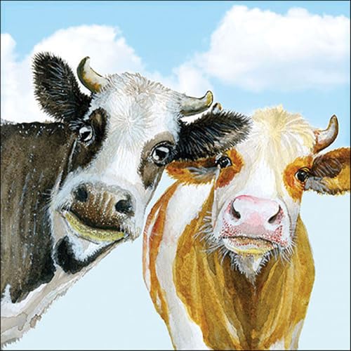 Lot de 20 serviettes en papier avec motif animaux - Vaches curieuses - Idéales également pour le...
