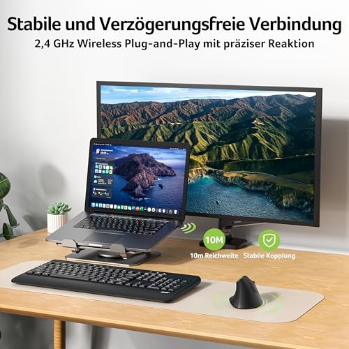 Acer 2.4G Ergonomische Maus, Vertikale Optische Maus Kabellos 1600 DPI, Wiederaufladbar Wireless Mouse… – Ansicht 5