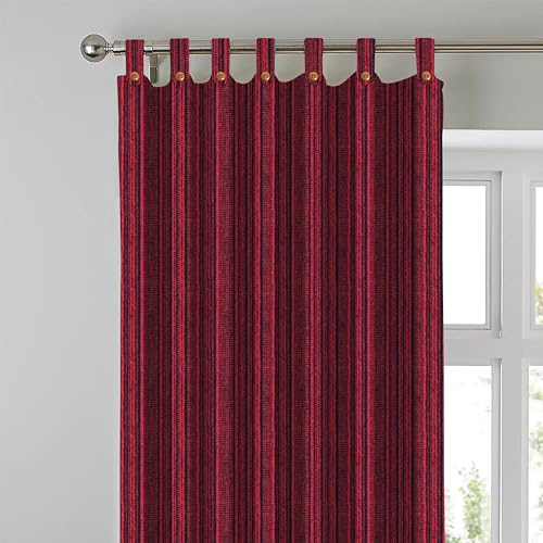 Image of Yaweh Cotton Striped Room Darkening Loop Type Curtain- 4 Ft X 5 Ft Set of 2 Pieces(Orange), Opaque, Tab Top Curtains (Maroon, Window)