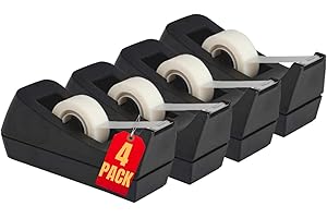 1InTheOffice Desk Tape Dispenser, Black 4 Pack