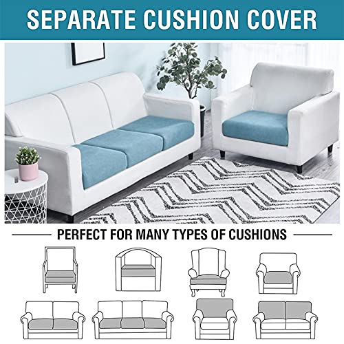 Housse de coussin extensible pour canapé 1 place chic bleu - 7