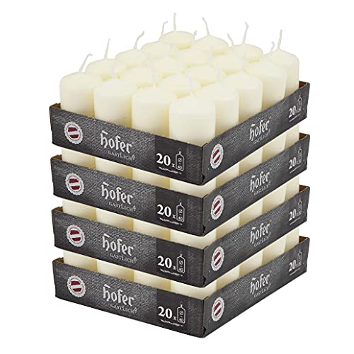 Hofer Bougie Ivoire Cylindrique - Lot de 80 Petite Bougies Sans Odeur - 4 x 7 cm - 11 Heures Longue Durée de Bougies pour la Décoration - Cire Sans Gouttes -...