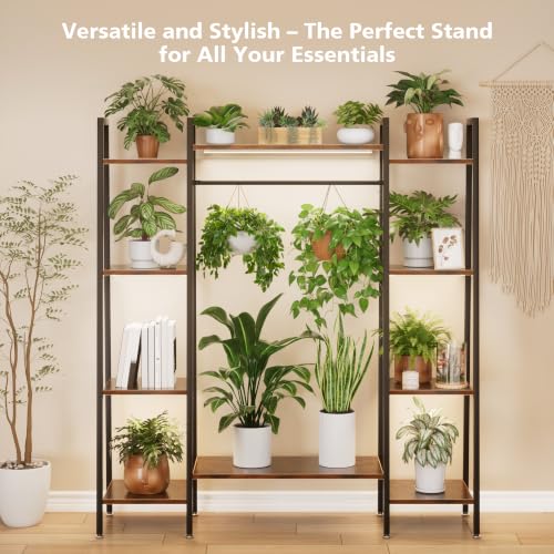 Image of BACEKOLL Plant Stand Indoor with Grow Lights, 6 Tiered Metal Plant Shelf, 55 inch Large Plant Stand for Indoor Plants Multiple, Corner Plant Holder Display Shelf, Tall Plant Rack for Living Room, Patio