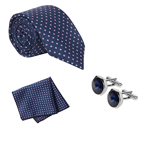 Image of TIE STUDIO Men's Necktie Pocket Square & Cufflink Set | Standard | Jacquard Fabric | Superior Stitching |