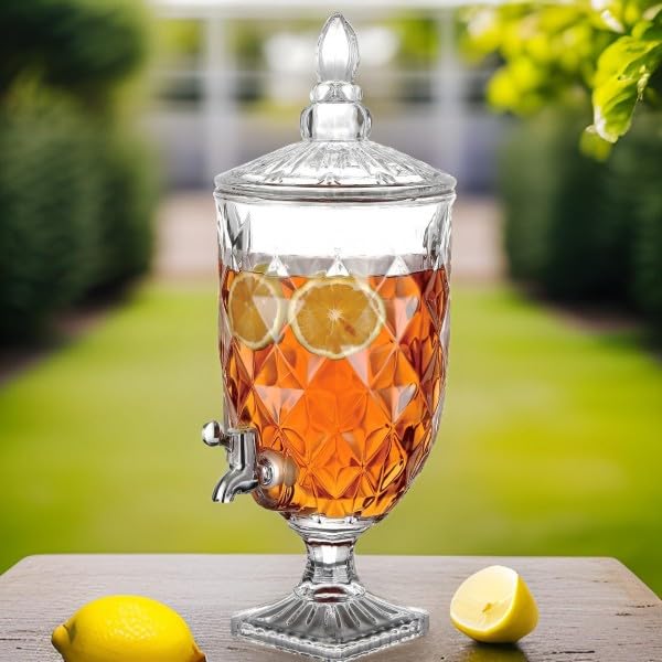 Getränkespender Glas mit Zapfhahn 5L Wasserspender Saftspender G28