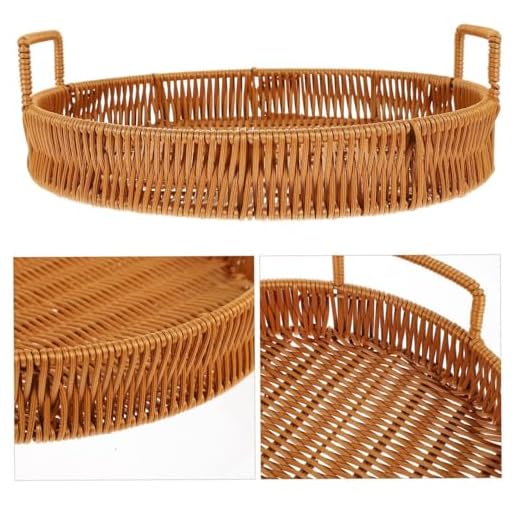Bandeja Redonda 30cm De Rattan Com Alça - Ideal Para Servir, Peça De Decoração Cantinho Do Café - Elegância e Praticidade