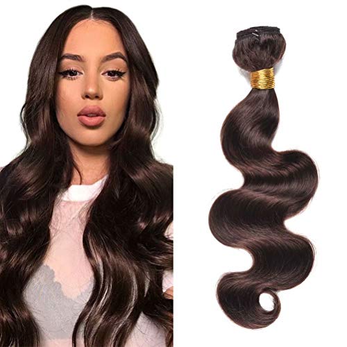 FEEL ME Brazilian Virgin Hair Body Wave Bundles Dark Brown Brazilian Human Hair Weave Bundles Unprocessed Body Wave Brazilian Hair Extension Color 2 14 inch