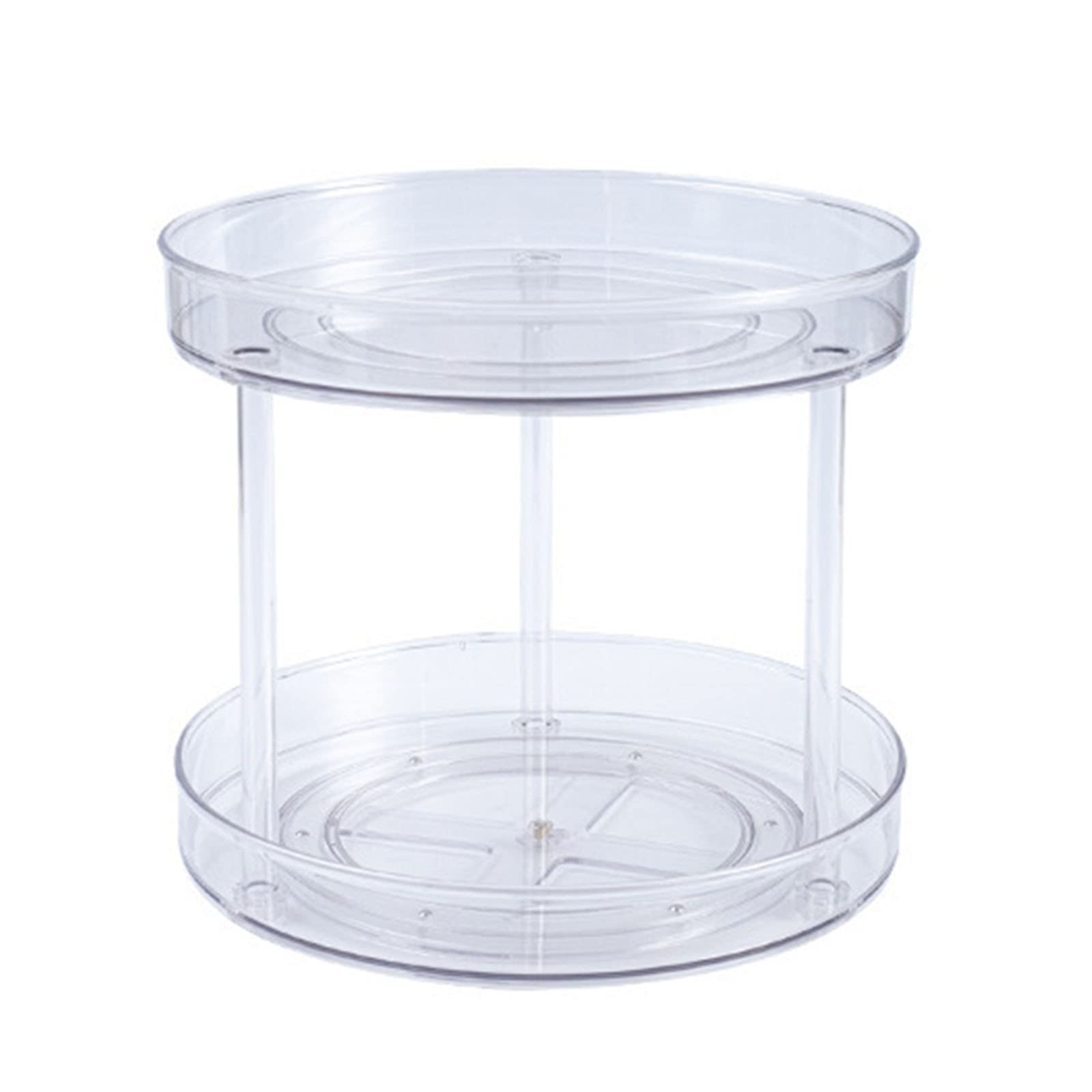 Bandeja giratoria de plástico de 2 niveles para tocadiscos, organizador giratorio para baño, encimeras, debajo del fregadero, armarios, aparadores, transparente 061311