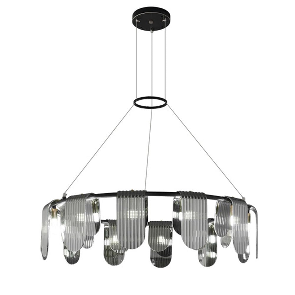 KXEcoLife Creative Italian style all brass chandelier, Scandinavian minimalist round for living room bedroom dining lamps and lanterns,Black,12 heads
