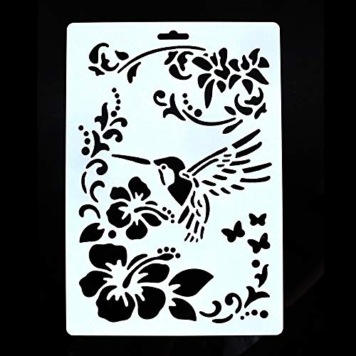 Image of SLGIFT DIY Decorative Stencil Template for Painting on Walls Furniture Crafts (Bird Flower)