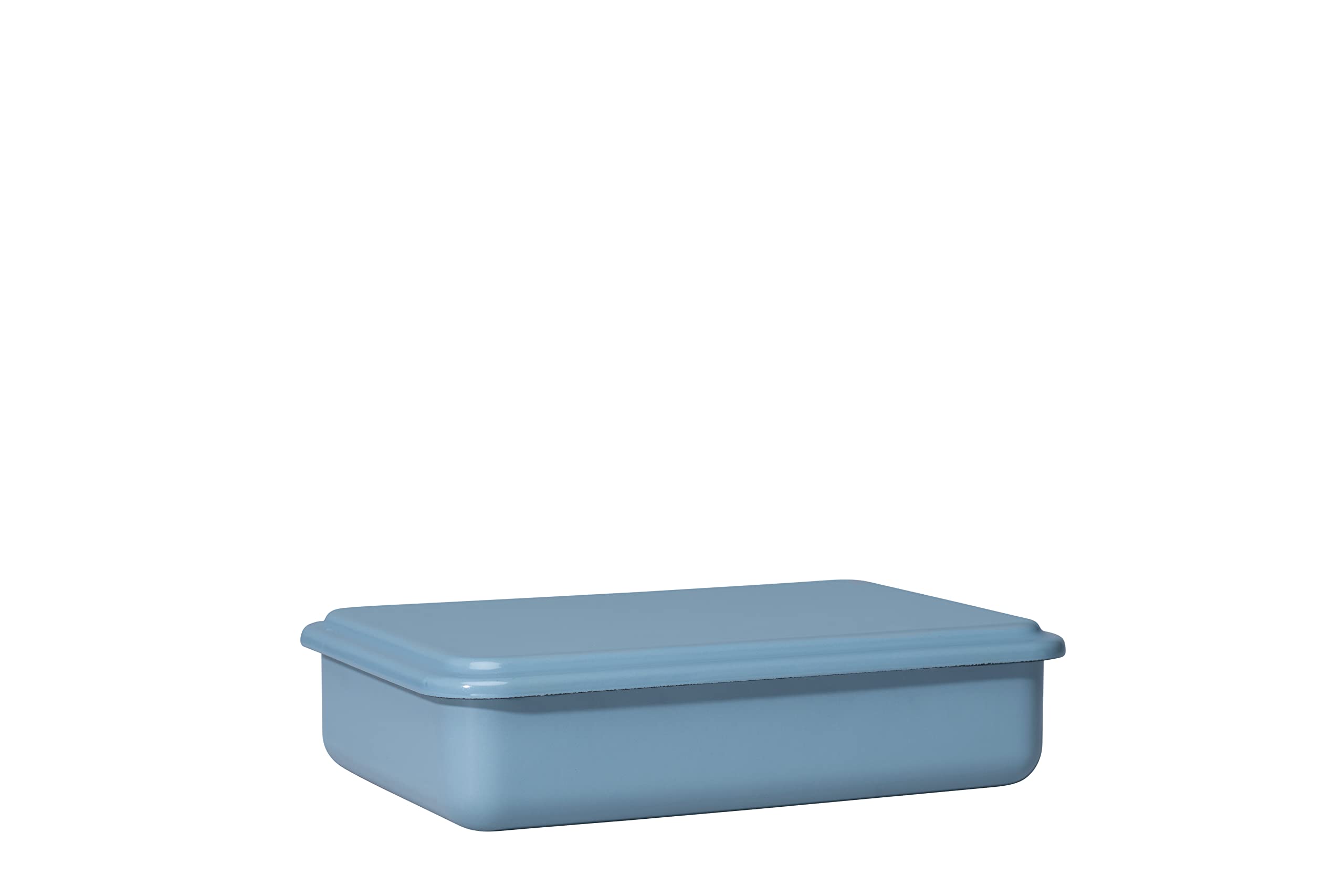 Riess, 0416-125 Storage Box Container with Lid, 23 x 15 x 5 cm, Enamel, Serve + Store Design, Heiffel Blue, Weight 0.56 kg