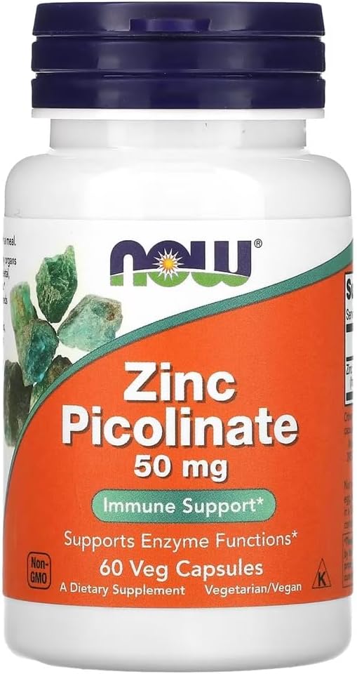 NOWFoods – Zinc Picolinate 50mg | Supports Immune and Skin Health – 60 Veg Capsules