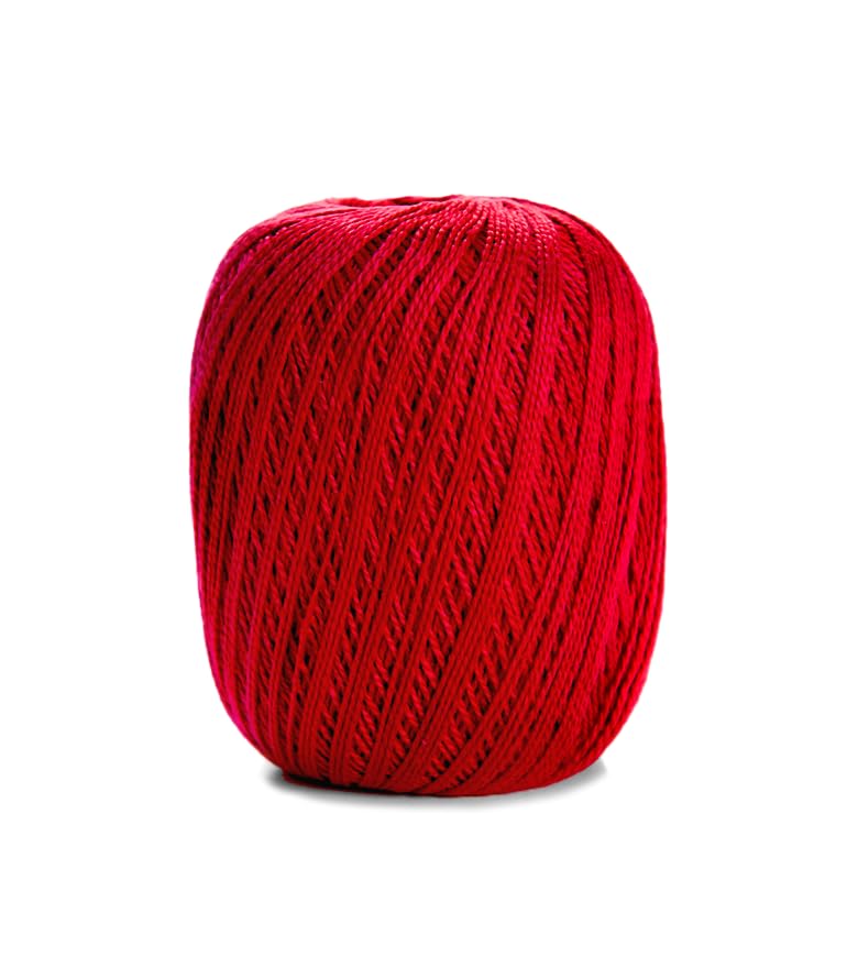 Image of CIRCULO Anne Yarn for Crocheting & Knitting, 100% Mercerized Brazilian Virgin Cotton, Soft Fingering Weight, 547 Yds, 5.19 Oz - Color 3402 Circulo Red