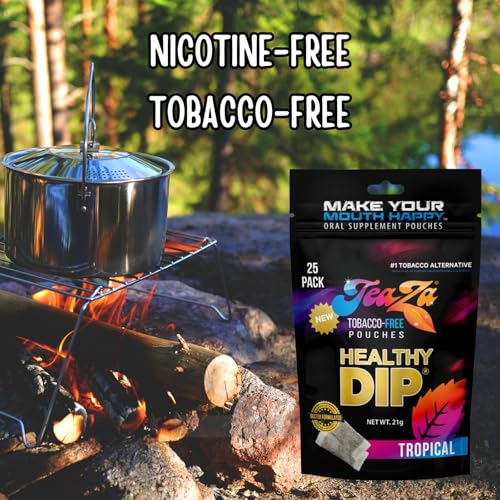 Image of TeaZa Herbal Energy Pouch - Tobacco Alternative | 4 x 25 Pouch Packs | Tropical
