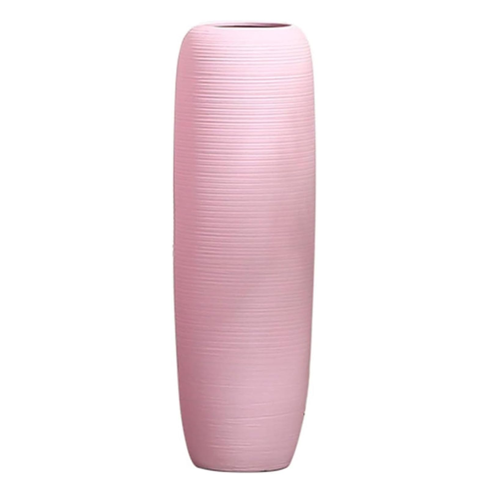 Grand vase de sol en céramique rose pour sublimer le salon