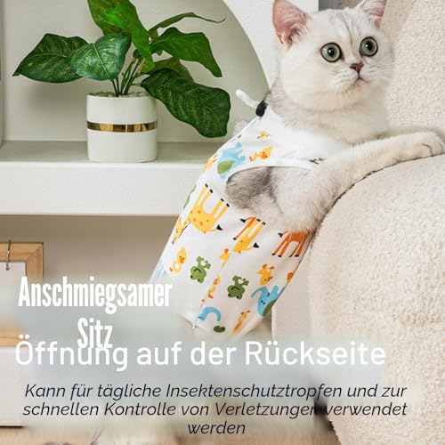 GIEEU Katzen-Genesungsanzug, 2 Stück, Katzenweste nach Operationen, Schutzbody für Katzen, Erholungsanzug, weibliche Bauchwunden, Größe M (2-4 kg Katze)