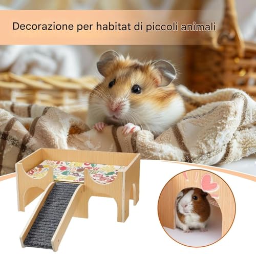 Abri pour hamster et zone de jeu pour enrichir sa cage en bois - 3