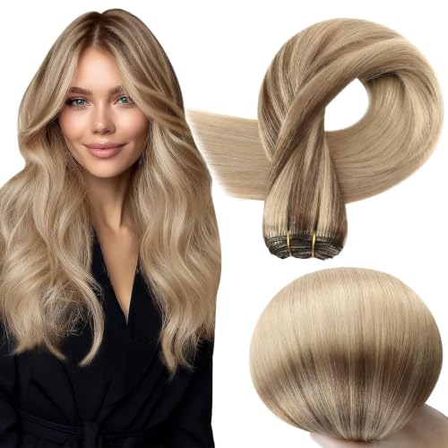 Full Shine Invisible Weft Hair Extensions Human Hair Sew In For Women