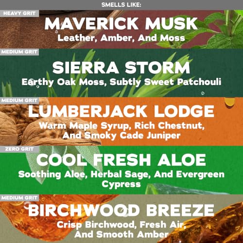 Image of Dr. Squatch Natural Men's Bar Soap - Cold Process Body Soap Bar with Natural Oils - Gifts for Men - Lumberjack Lodge, Cool Fresh Aloe, Birchwood Breeze, Maverick Musk & Sierra Storm (5 oz, 5-Pack)