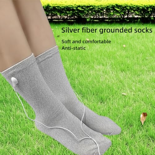 Image of Grounding Socks, Conductive Silver Fiber Socks,Release Static Electricity,1 Pair(Includes 2 Grounding Wire)