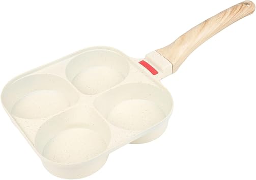 Stovetop 4-Cup Egg Maifan Pan for Nonstick Stone Pancake   Coating Gas/Electric/Induction/Glass Heat Distribution Compatible Having Even Cooktops BlackWhite Four Holes
