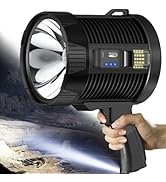 BERCOL Rechargeable Spotlight Led Flashlights: 100000 Lumens Handheld Large Spot Lights , Super B...