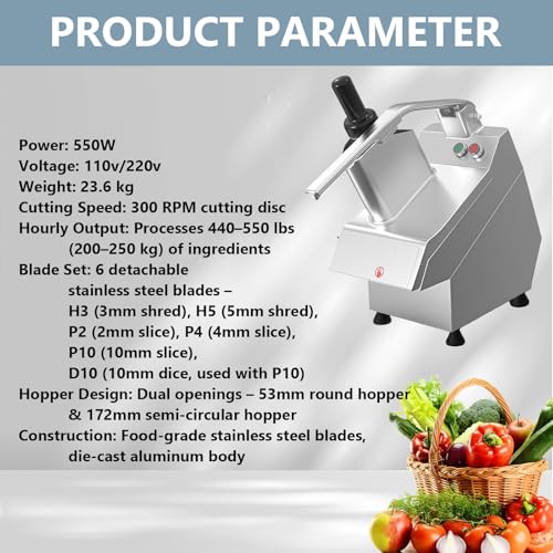 Cortadora comercial multifuncional de vegetales 550W miniatura 5
