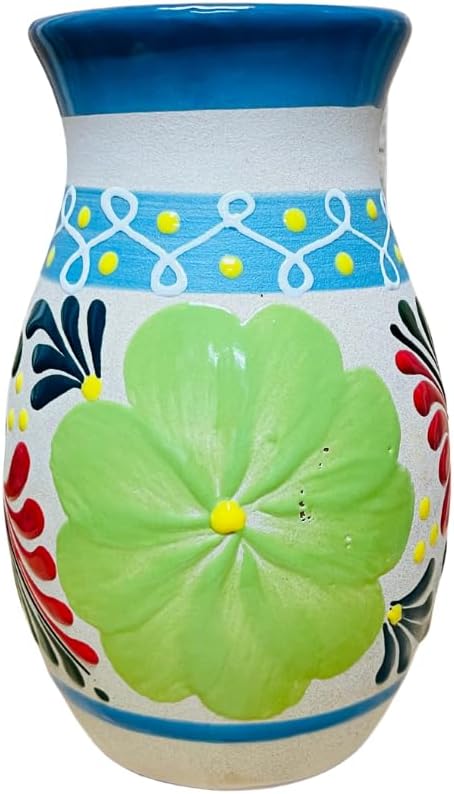 Florero Ovulo - Mexican Home Décor - Clay Vase - Michoacán Clay Vase - Oval Clay Vase - Handmade vase - Hand painted Vase - Once Of A Kind Home