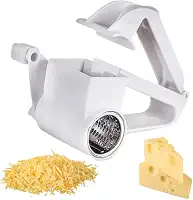 Ralador Giratório Manual 3 em 1 – Lâminas de Aço Inox e Manivela Reforçada | Ideal para Queijos, Chocolate, Legumes e Nozes | Prático, Durável e Fácil de Limpar