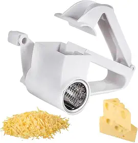 Ralador Giratório Manual 3 em 1 – Lâminas de Aço Inox e Manivela Reforçada | Ideal para Queijos, Chocolate, Legumes e Nozes | Prático, Durável e Fácil de Limpar