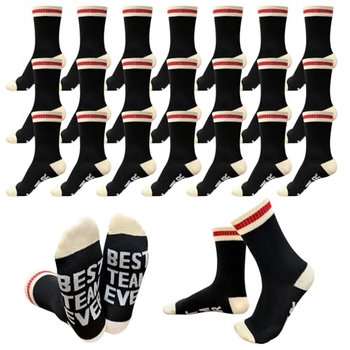 Sowhatsowoo 36 Pairs Best Team Ever Socks Bulk Employee Appreciation Staff Holiday Gifts for Coworker Christmas Party Favors (Black)