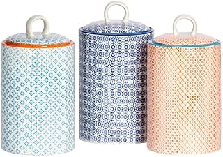 Nicola Spring Patterned Porcelain Tea/Coffee/Sugar Canisters - Set Of 3