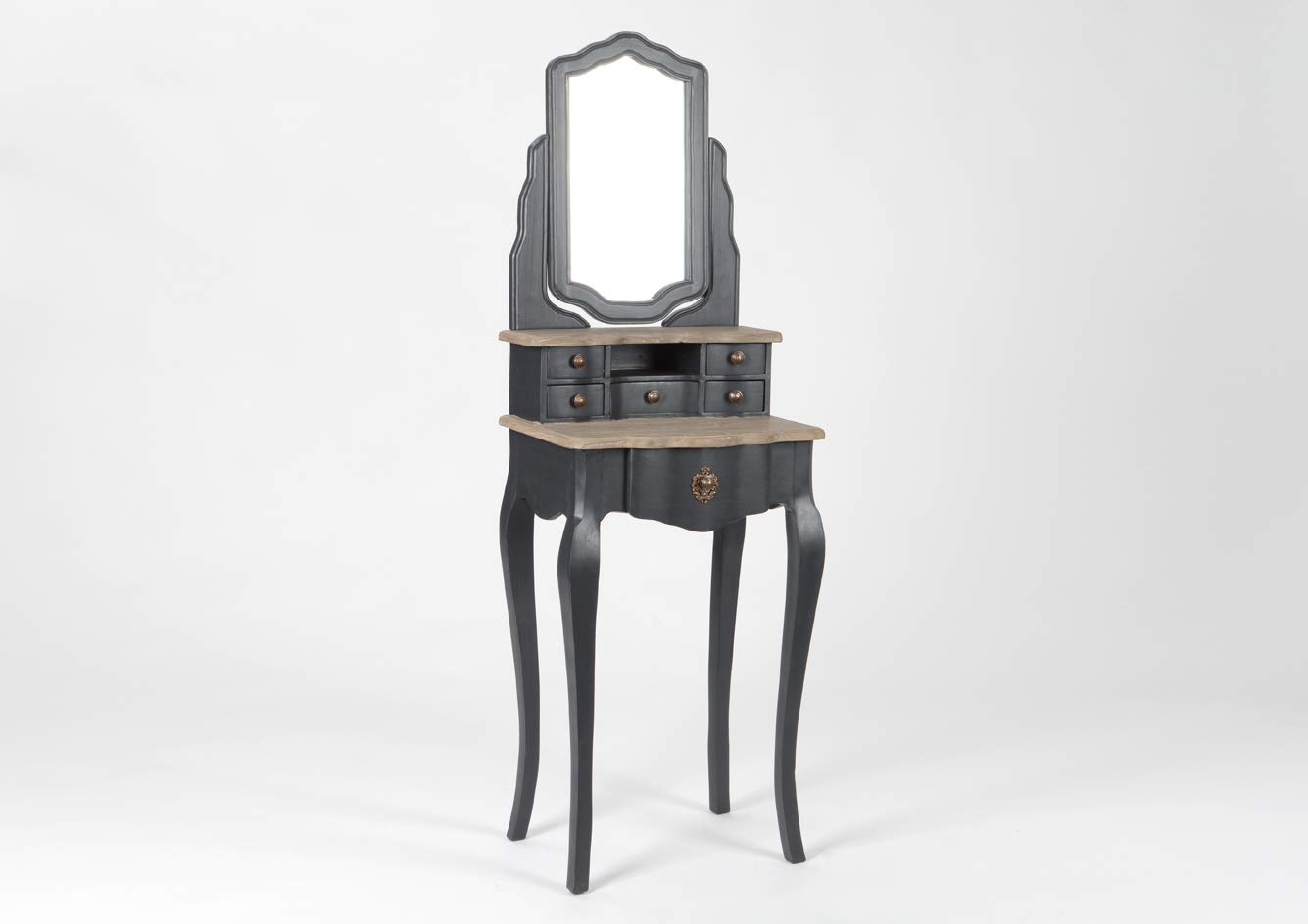 Tocador Baroque Chic Gris Oscuro Célestina de Amadeus, alta ebanistería