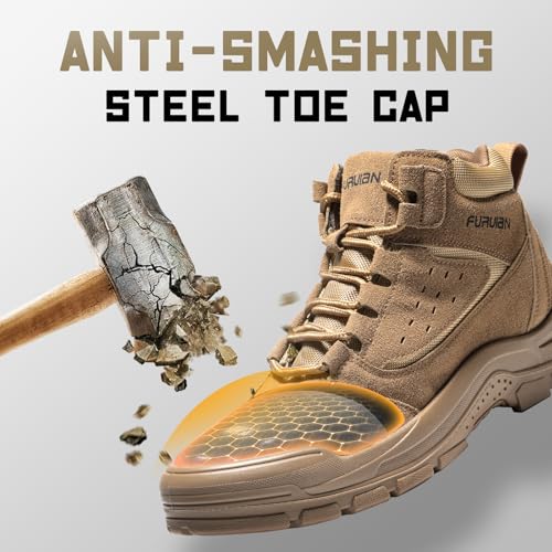 Furuian Steel Toe Boots for Men Women Comfortable Lightweight Work Boots for Men Slip Resistant High Top Steel Toe Safety Shoes Puncture Proof Indestructible Construction Shoes2