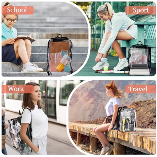 Clear Backpack - Clear Backpacks for School Large Transparent Bookbag for College Work, Black 16 inch3