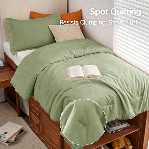 Image of MUXHOMO Green Twin /Twin XL Comforter Set, All Season Ultra Soft Down Alternative Bedding - 2 Piece Lightweight Bed Set Includes 1 Comforter (68 inchx88 inch) and 1 Pillow Shams (20 inchx26 inch)