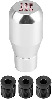 Sailine Shifter Adapter Universal 5 Speed Manual Metal Chrome Gear Knob Lever Stick Pen Handle Head Car Styling Accessories Racing Style, silver