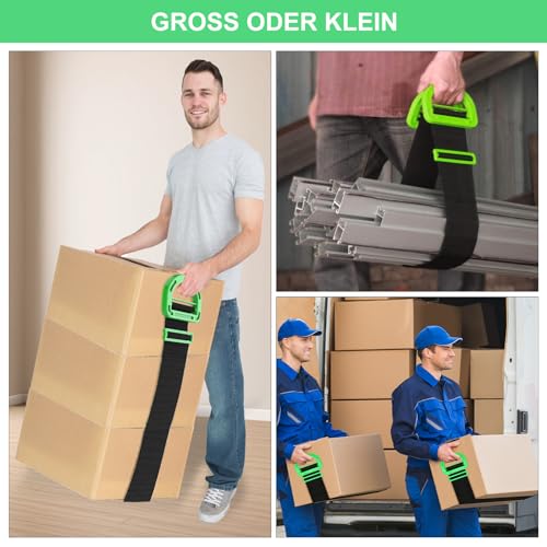 APOMOONS 2 PCS Schwerlast Transportgurt Tragegurte Umzug und Zwei Paar WeißE Antirutsch-Handschuhe 145cm Hebegurte Verstellbare Tragegurt Umzug Hebegurt für Möbel Boxen Haushaltsgeräten Schwarz