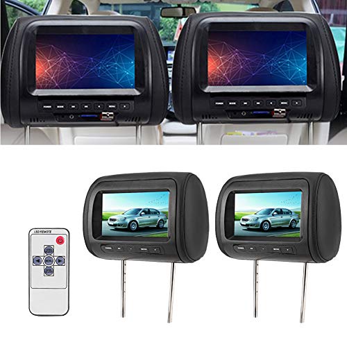 Pocreation POCREATIONAV15KMQC49331 Headrest Display, Dual Headrest Screen Black 2Pcs 7 In Control Adjustable Headrest Lcd Video Player Mp5 Display thumb #1