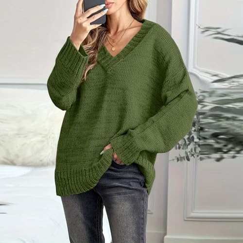 Oversized Sweaters for Women V Neck Long Sleeve Tunic Casual Cute Swearers - image 5