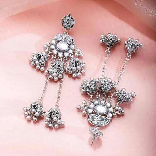 Image of Rubans Oxidised Jhumka Earrings Ghungroo Boho Statement Jewellery Gift for Women & Girls