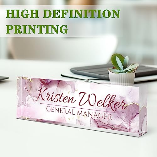 Image of Name Plate for Desk, Desk Name Plate Personalized, Office Decor for Women Men, Acrylic Desktop Accessories, Office Gifts for Boss Nurse Teacher Coworker, Employee Appreciation Gift (Purple Coast)