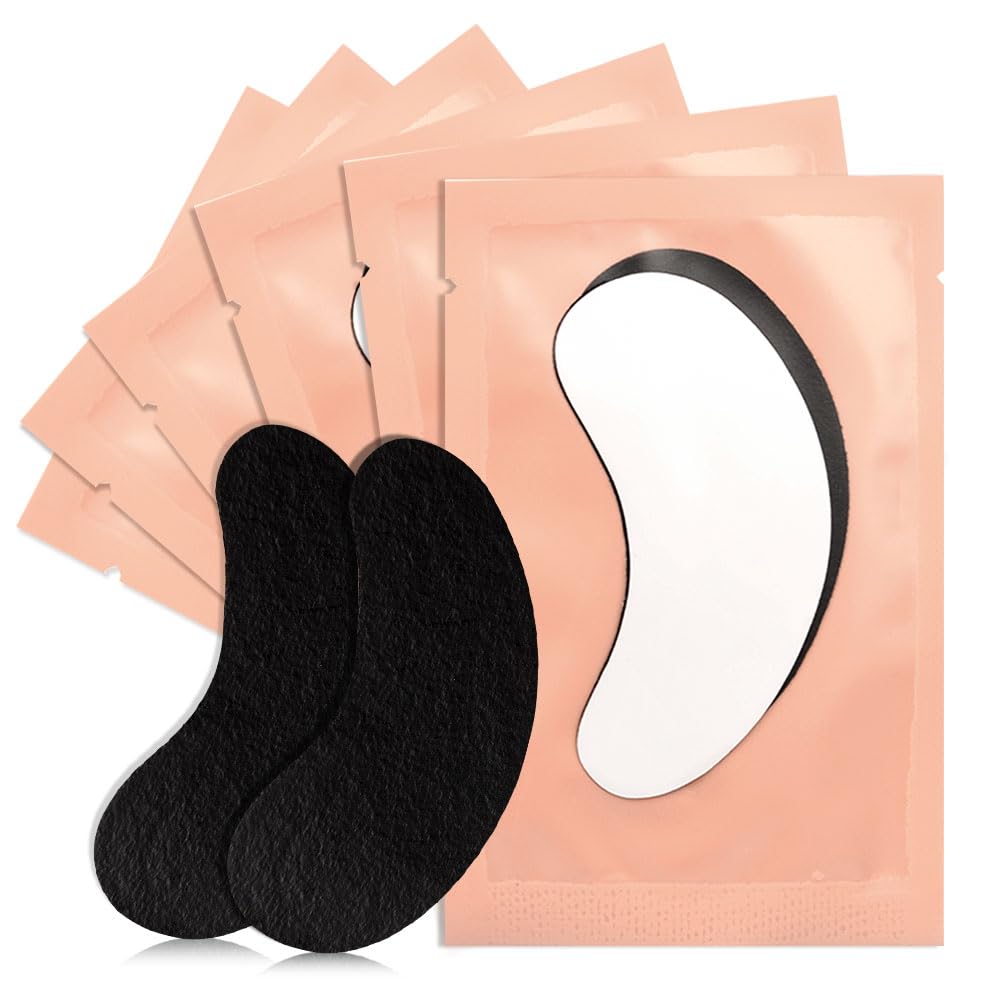 Lunamoon Eye Pads for Eyelash Extension Eyelashes Pads UV Eyelash Extension Pad Eyelash Lifting Eye Gel Patch for Eyelash Extensions 50 works (Black Pink)