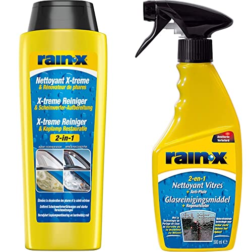 Liquide Lave Glace Voiture Rain-X et Nettoyant Phares pour Rouler Serein sous la Pluie