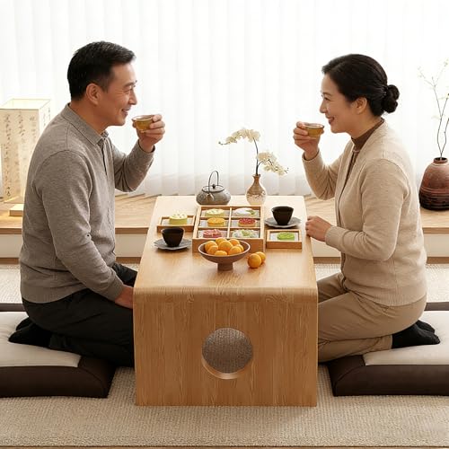 Table basse japonaise sans assemblage pour aménager facilement un studio ou une chambre