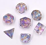Polyhedral Dice Set Transparent Nebula DND Dice for Dungeons and Dragons MTG RPG Toptable Game (Purple Blue)